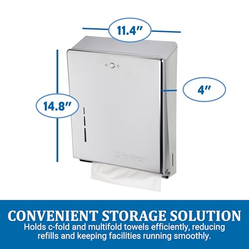 Carlisle FoodService Products Chrome / C-Fold/Multifold / 14.8" x 11.4" x 4" Commercial Paper Hand Towel Dispensers