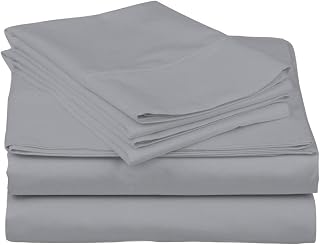 800 Thread Count-4 Pcs Bed Sheets Set 100% Egyptian Cotton Bed Sheets Silver King Size Sheets Set, Long Staple Soft Cotton Sheets, Fitted Sheets, Fits Mattress Upto 24" Deep Pockets
