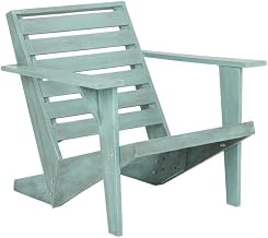 Blue Adirondack Chair with Stain Finish, Weather-Resistant Acacia Wood, Ergonomic Seat, Durable Construction, Ideal for Patio and Garden