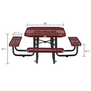 46" Octagonal Picnic Table by Global Industrial – 1, Expanded Metal & Steel, Red, Model 436982RD