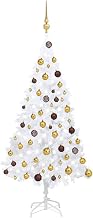 vidaXL Artificial Pre-lit Christmas Tree with Ball Set White 47.2" PVC