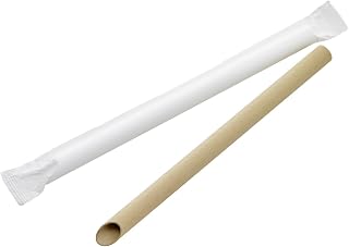 PacknWood 210CHS212EK 0.5 x 7.9 in. Individually Wrapped Beveled Straw for Bubble Tea Kraft - 3000 Piece