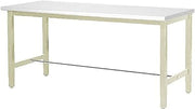 Global Industrial Adjustable Height Production Workbench, 96" W x 30" D | 1-5/8" Thick Plastic Laminate Top with Square Edge, 5000 Lbs Capacity, Tan Assembly Required