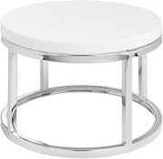 HUBERT Cerve Collection Chrome Tall Round Riser with White Top - 11 11/50" Dia x 7 7/50" H