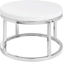 HUBERT Cerve Collection Chrome Tall Round Riser with White Top - 11 11/50" Dia x 7 7/50" H