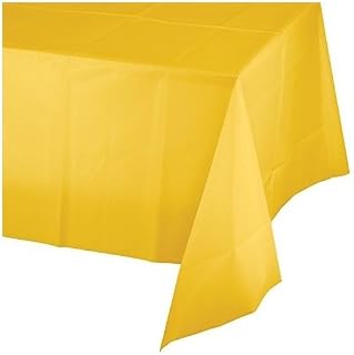 Creative Converting Celebrations Disposable Party Plastic Tablecloth, Yellow, 54 x 108 in