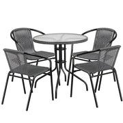 Flash Furniture Clear/Gray / Table + 4 Chair / Round Table + 4 Chairs Bistro Sets