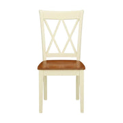 Wooden Dining Chair with Ladder Back by Furnifact – Wood, White/Brown, Pack of 2