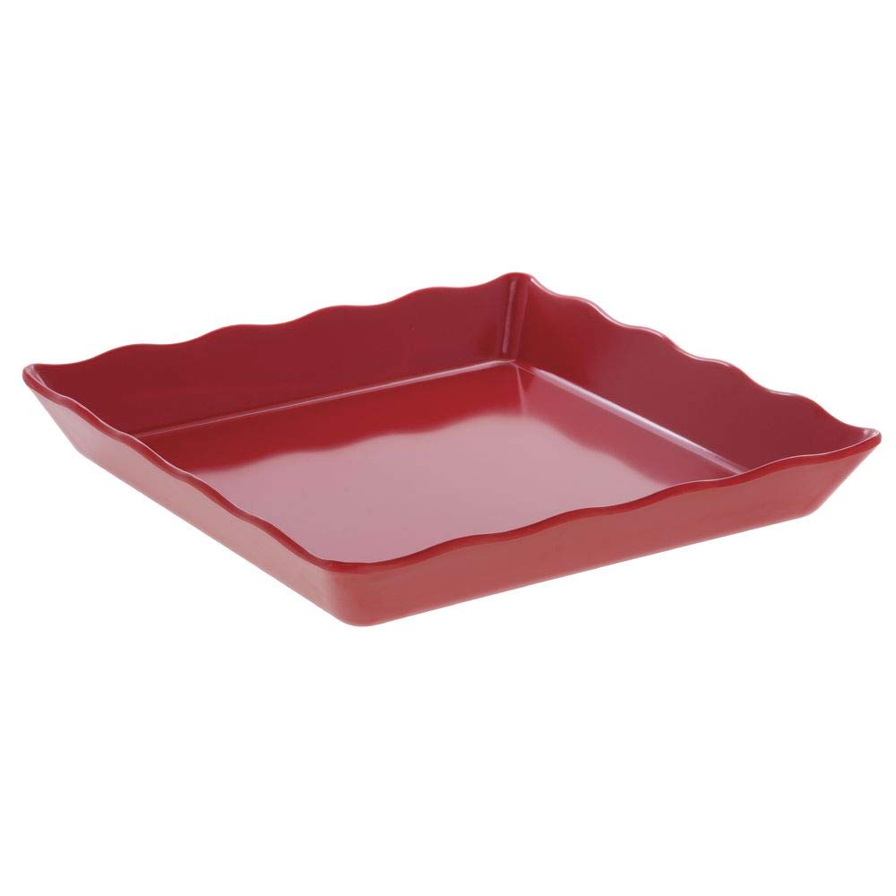 Platter Red Melamine Wave Display Platter - 14"L x 14"W x 2"H by HUBERT – Large, Melamine, Red, Model H0211-RD