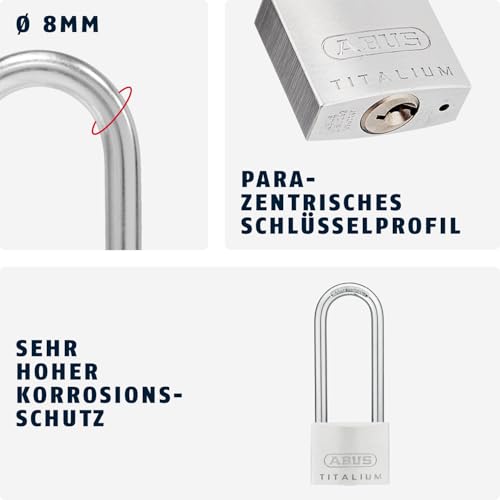 ABUS 1 / Gray / 50 mm lock body, high shackle Keyed Padlocks