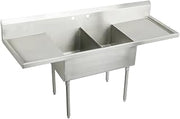 Elkay WNSF8236LR0 Commercial 84" x 27-1/2" Floor Mount Double Compartment Scullery Sink with Drainboard