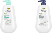 Dove Body Wash with Pump Sensitive Skin Hypoallergenic, Paraben-Free & Body Wash with Pump Deep Moisture For Dry Skin Moisturizing Skin Cleanser