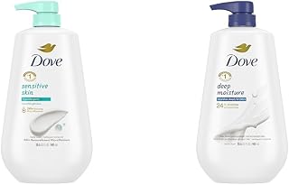 Dove Body Wash with Pump Sensitive Skin Hypoallergenic, Paraben-Free & Body Wash with Pump Deep Moisture For Dry Skin Moisturizing Skin Cleanser