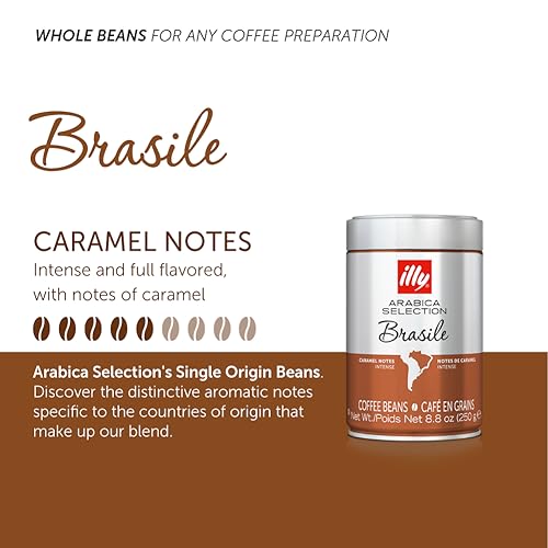illy Brasile Single Origin Bold Roast / 8.8 Ounce (Pack of 6) / Silver Roasted Coffee Beans