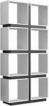 Furnifact Laminate Bookcase with Open Shelves, Tall Narrow Book Shelf Floor Standing Storage Shelves Unit for Office or Living Room, White,Grey