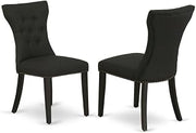 Furnifact Wooden Parsons Dining Chair with Upholstered Seat, Kitchen Dining Room Chair for Dining Table Set, Black, Set of 2