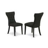 Wooden Parsons Dining Chair with Upholstered Seat by Furnifact – Wood, Black, Pack of 2