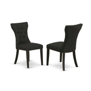 Wooden Parsons Dining Chair with Upholstered Seat by Furnifact – Wood, Black, Pack of 2