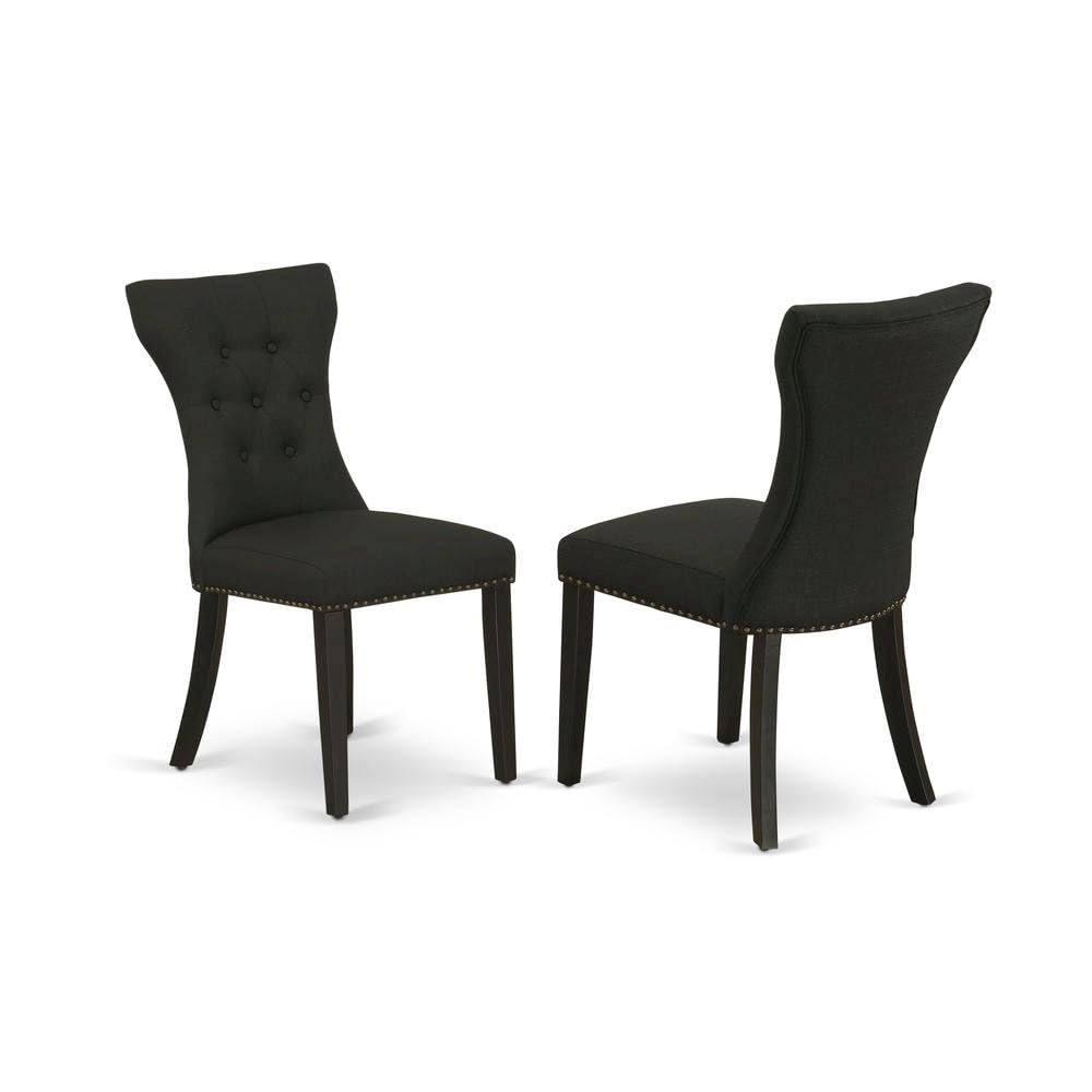 Wooden Parsons Dining Chair with Upholstered Seat by Furnifact – Wood, Black, Pack of 2