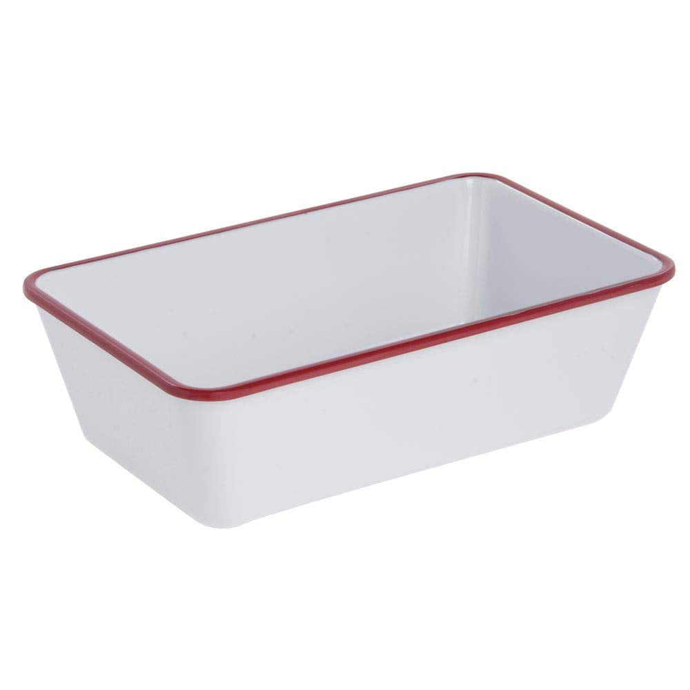Serving Bowl Enamelware Look Melamine White/Red - 10 1/2 L x 6 1/2 W x 3 1/10 D by HUBERT – Melamine, White, Model 240511