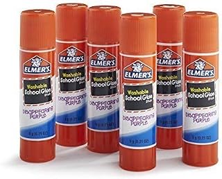 Elmer's Washable Disappearing Purple Glue Sticks, Acid Free, 6 Count (3 Pack)