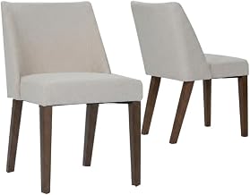 Starlight Canyon Home Polyester-Upholstered Dining Chairs with Walnut Veneer Frame Set of 2, Accent Chairs for Living Room or Bedroom, Brown