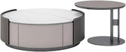 Coffee Table Leather Rock Panel Coffee Table and Side Table Set, Round Luxury Living Room Coffee Table for Small Apartments Mesa para Centro De Sala(80x80x30cm)