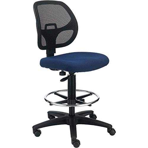 Armless Mesh Drafting Stool by Global Industrial – Plastic, Blue, Model A2813TMIX-BL
