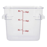 Clear Square Food Storage Container - 7 13/100" L x 7 13/100" W x 7 29/100" H by HUBERT – Polycarbonate (PC), Clear, Model 0105003-PC