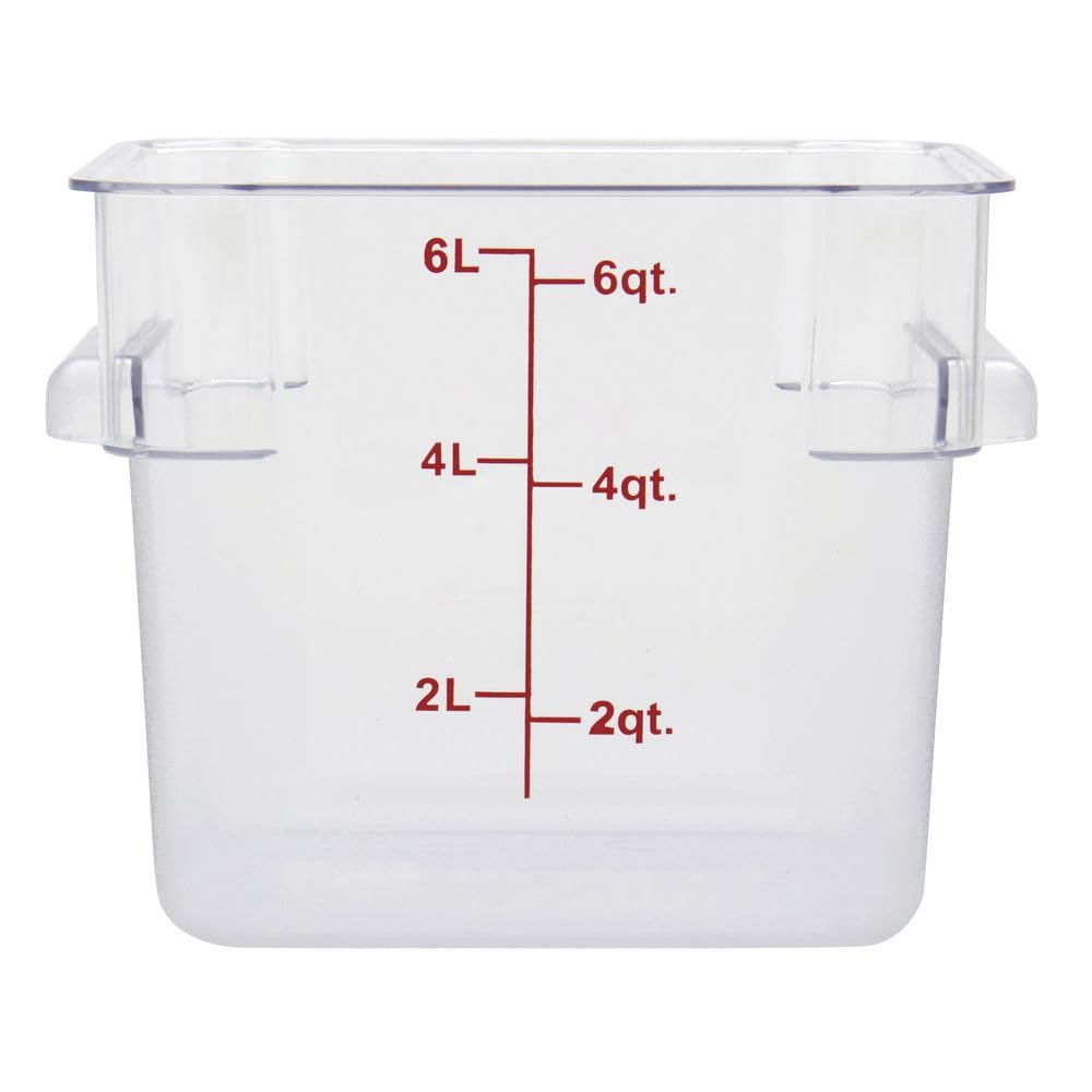 Clear Square Food Storage Container - 7 13/100" L x 7 13/100" W x 7 29/100" H by HUBERT – Polycarbonate (PC), Clear, Model 0105003-PC