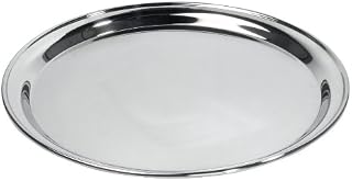 Royal Industries Service Tray, Round Stainless Steel, 12'', Silver