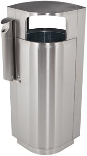 Commercial Zone Products 78222999 Leafview 20 Gallon Stainless Steel Trash Receptacle with Stainless Cigarette Receptacle