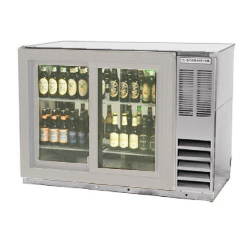 BB48GSY-1-S-PT Standard Depth Glass Sliding Door Pass-Thru Back Bar Cooler in Stainless Steel by Beverage Air – Model BB48HC-1-GS-PT-S