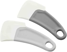 Tablecraft 12781 Gray Pan Scrapers, Set of 2, Silicone Heads with Polypropylene Handles, Flexible Kitchen Tools for Cookware Cleanup, Dough Dividing, Ergonomic Grip, Dishwasher Safe