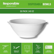 Responsible Products 40 oz (50 Count) / Natural Brown / Casual Bowls