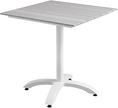 Gray Outdoor Patio Dining Table, 28-Inch Round, Weather-Resistant, Sturdy Steel Frame, Ideal for Outdoor Dining and Entertaining