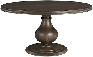Starlight Canyon Home Solid Mango Wood Round Dining Table with an Intricately Carved Pedestal Base, Seats Six, Large Kitchen Dining Room Table
