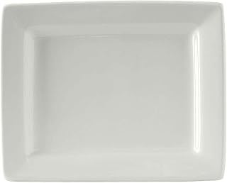 Tuxton China BWH-0703 Plate, 7" x 5-1/2" x 1" H, Rectangular, Wide Rim, Microwave and Dishwasher Safe, Oven Proof, Fully Vitrified, Ceramic, DuraTux, White, Pack of 12