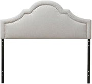 Furnifact Grayish Beige Full Size Headboard Fabric Upholstered, Polyester 100% Material, MDF, LVL Frame, Foam Padding, Contemporary Style, Spot Clean Only