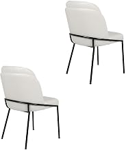 Starlight Canyon Home Vegan Leather-Upholstered Dining Chairs Set of 2, Upholstered Dining Chair with Iron Frame for Kitchen Table, White Vegan Leather