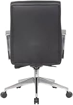 Vinyl High-Back Office Chair with Aluminum Arms and Base, Adjustable Height Conference Chair for Home Office Desk