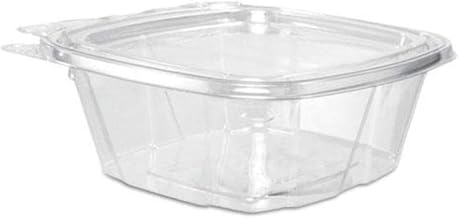 Dart CH12DEF 12 oz Tamper-Resistant Clear Hinged Container with Flat Lid (Case of 200)