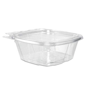 12 oz Tamper-Resistant Clear Hinged Container with Flat Lid (Case of 200) by DART – 5.5 in x 4.9 in x 2 in, 12.0 ounces, Plastic, clear, Pack of 200