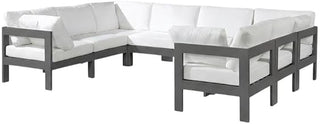 White Fabric Outdoor Patio Modular Sectional, Cushioned, Weather-Resistant, Contemporary Style, Versatile Outdoor Furniture Set