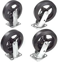 Global Industrial Mold-On Rubber Caster Kit 2 Swivel, 2 Rigid, 8" x 2"