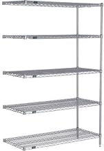 Nexel 5 Tier Silver Epoxy Wire Shelving Add-On Unit, 36" W x 24" D x 63" H