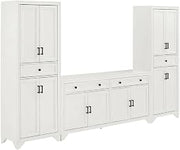 Furnifact Sideboard and Pantry Storage Set in White with Anti-Tip Mechanism, Durable Construction, Spacious Design, Ideal for Kitchen and Dining Rooms