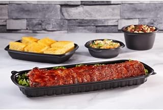Sabert 711506Z180 Black 15" x 6.5" Hot Rectangle Container - 180 / CS
