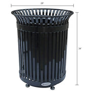 Global Industrial Outdoor Heavy-Duty Slatted Steel Trash Can – 36 Gallon, 34" H, Black