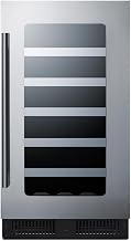 Summit Appliance Summit 18” Wine Cellar, Stainless Steel & Glass - CL18WC | Built in Wine Refrigerator, 29 Bottle Capacity, Single Zone.